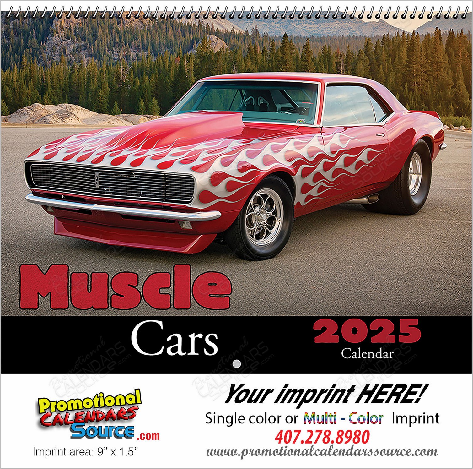 Muscle Cars Promotional Wall Calendar  Spiral