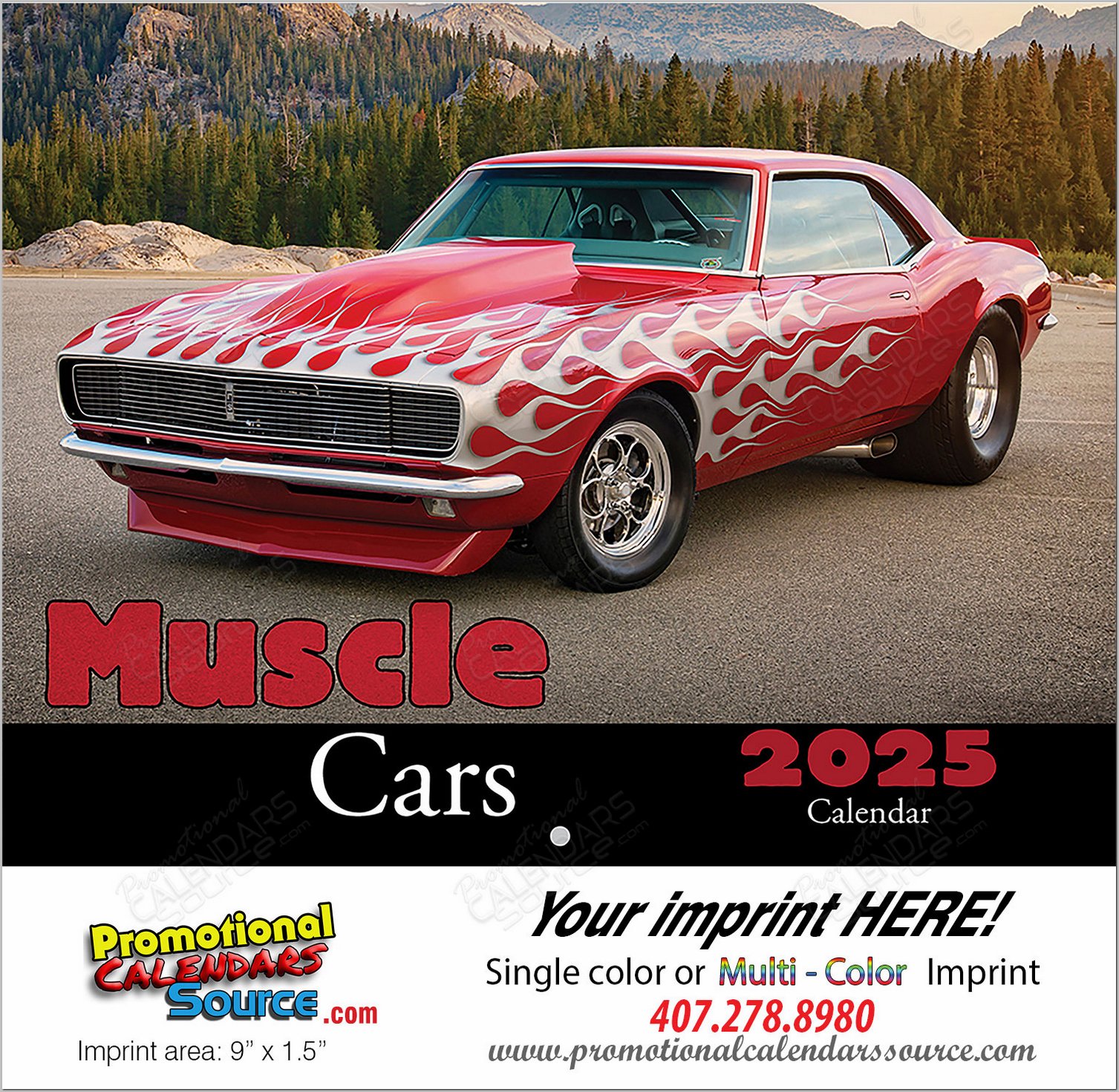 Muscle Cars Promotional Calendar  - Stapled