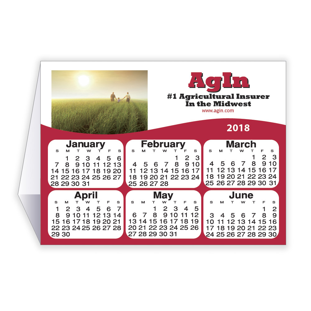 Custom Double Sided Calendar Tent Card Printed in 4Color Process 4x3