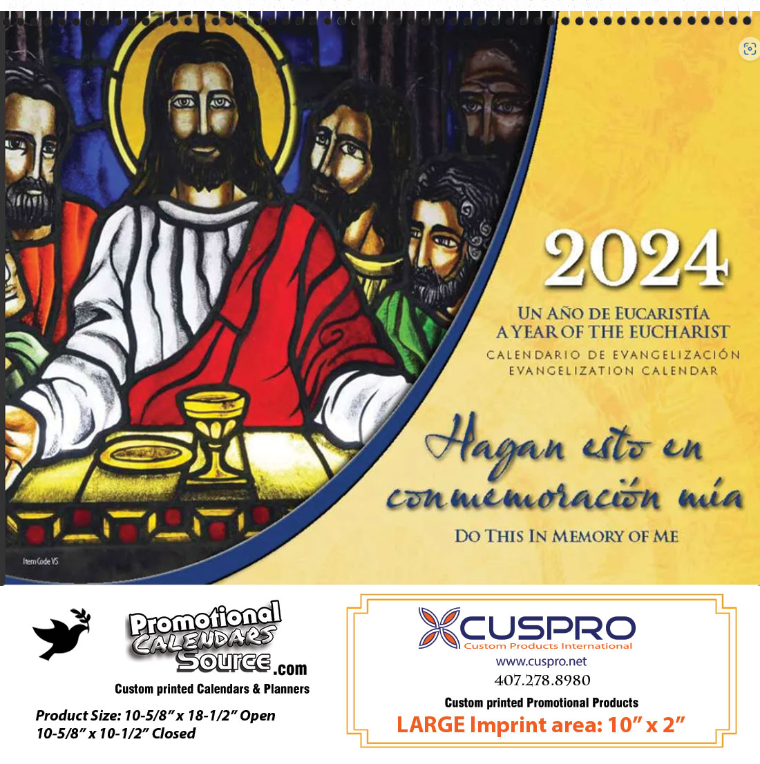 Funeral Home Bilingual Catholic Evangelization Calendar 2024|English-Spanish|Spiral
