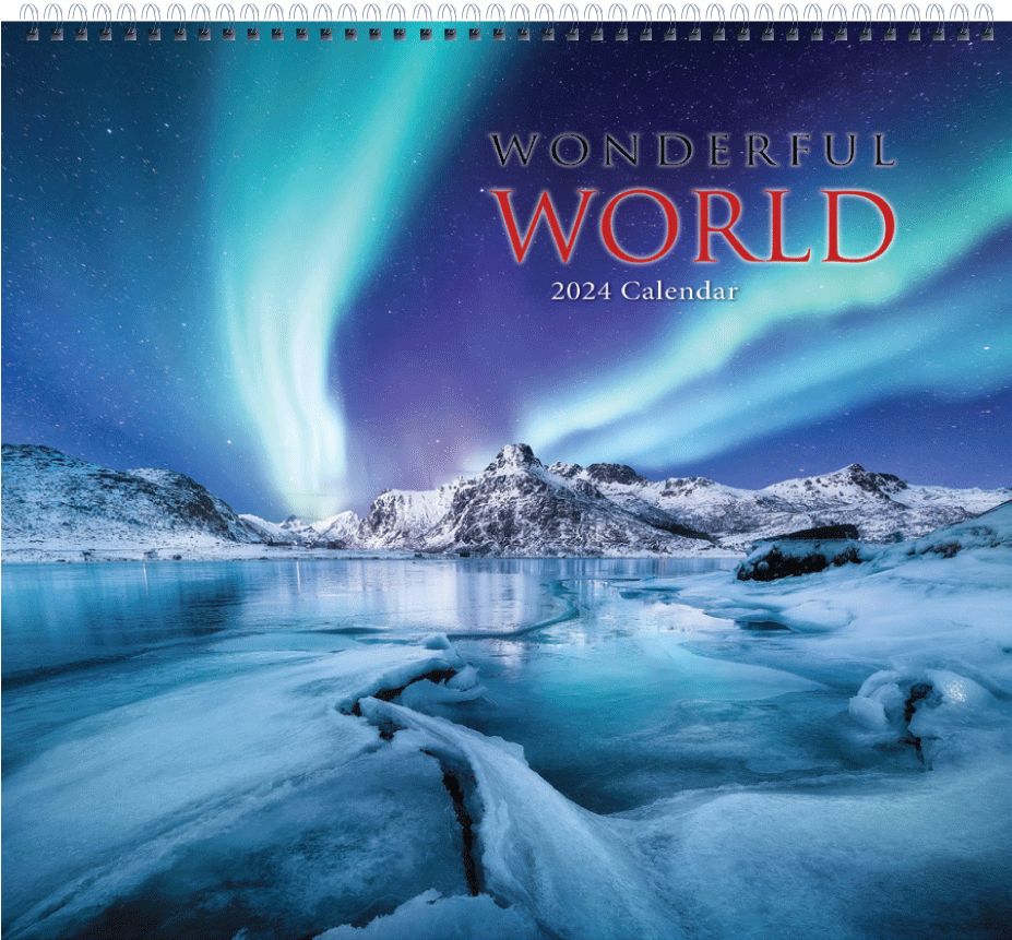 Wonderful World Scenic Executive Calendar 2024, Spiral, 13.5x25.5