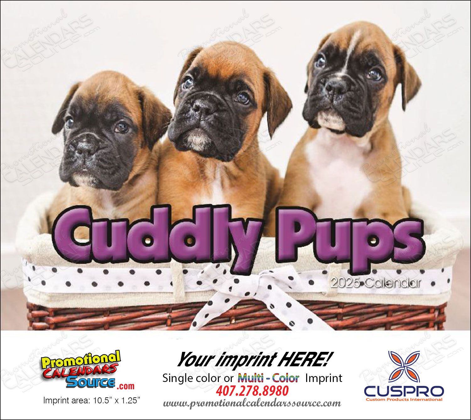Puppies Animal Calendar 2025 - Stapled
