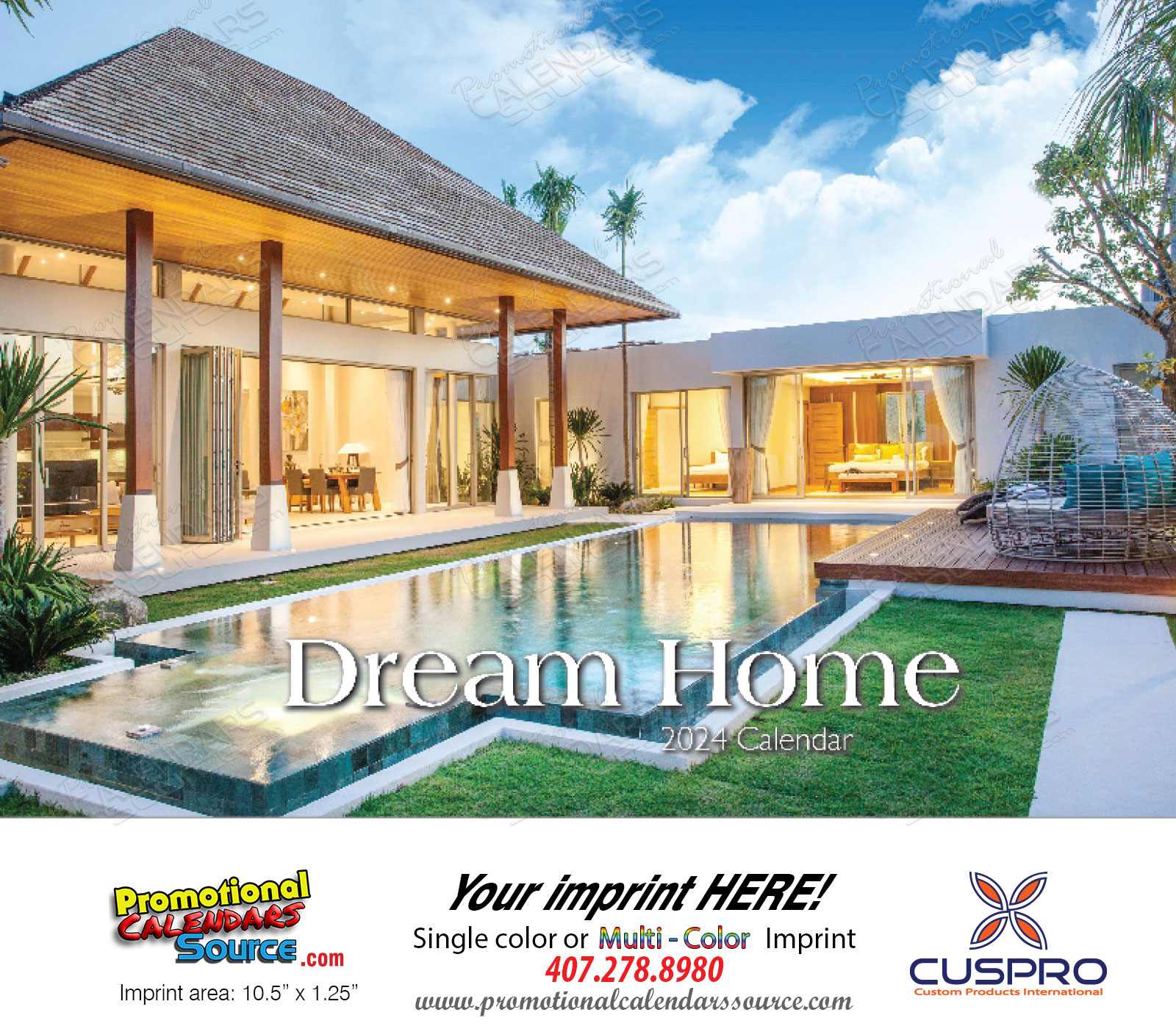 Dream Homes Calendar 2024 - Stapled - Gloss Quality Paper