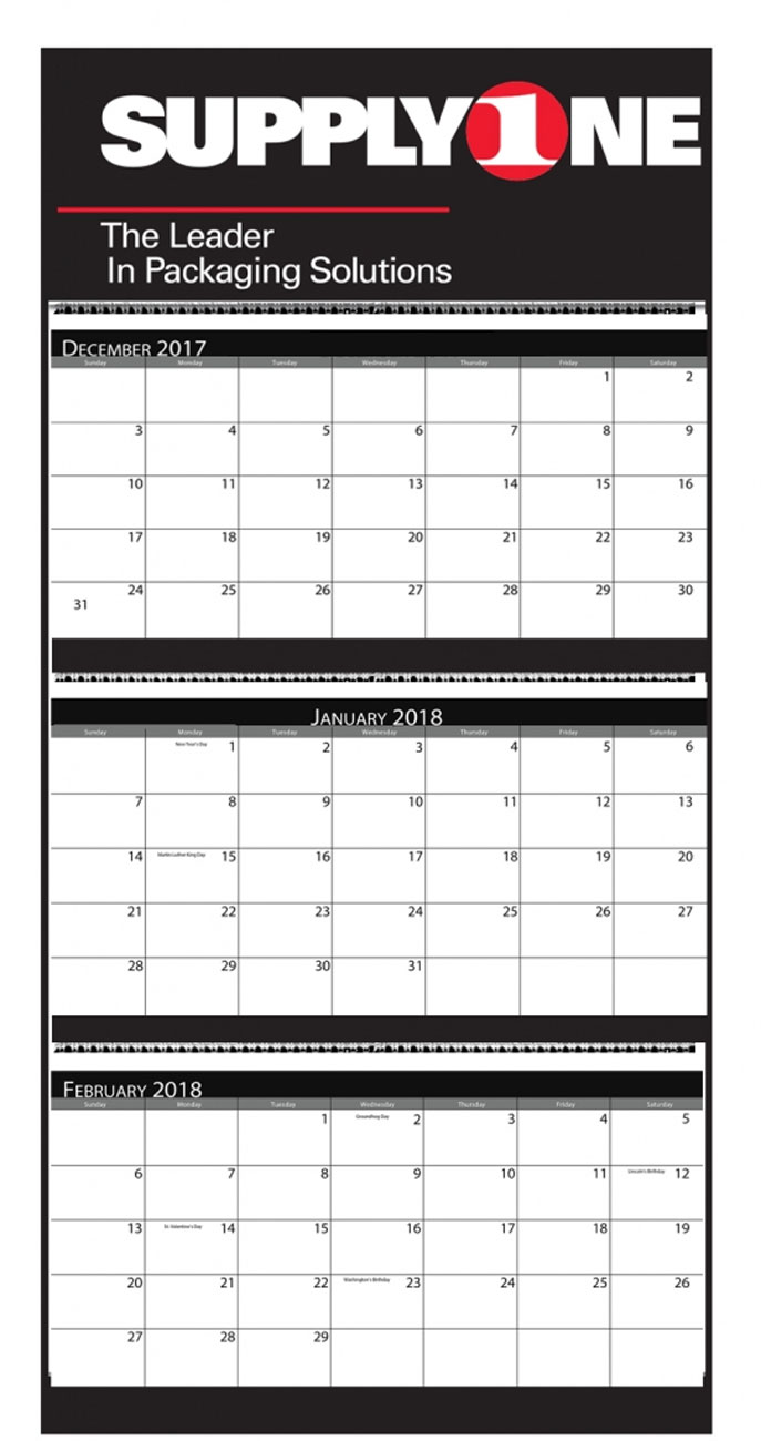 Large 3 Month Wall Calendar (4 Panel) 16