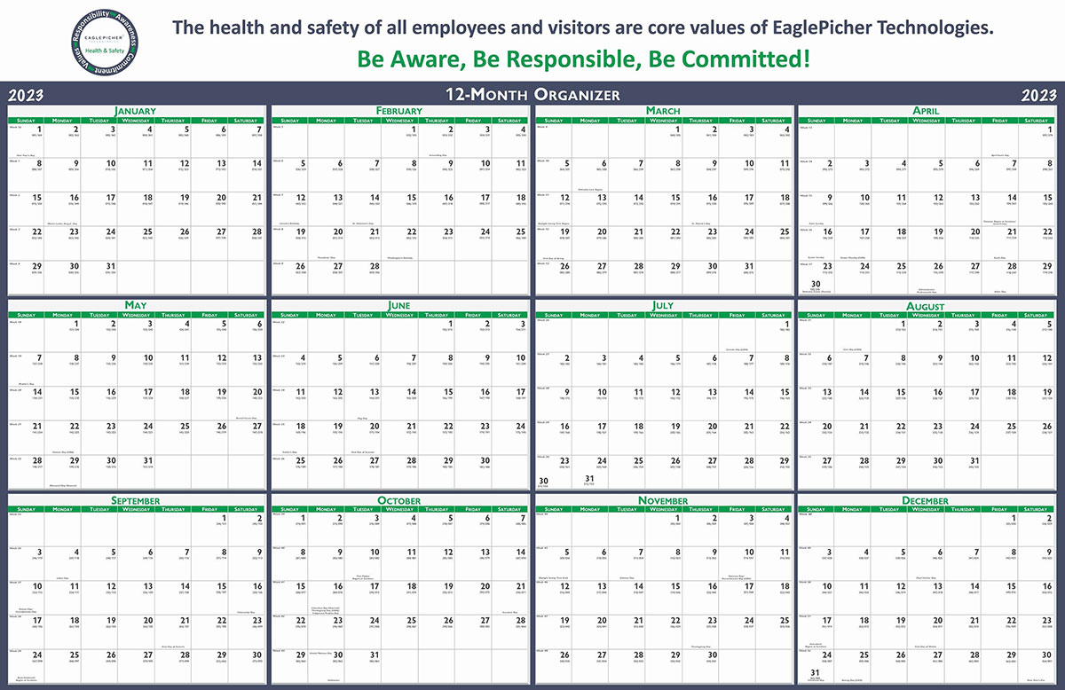 Horizontal Year-In-View Calendar w/Plastic Lamination size 37x24