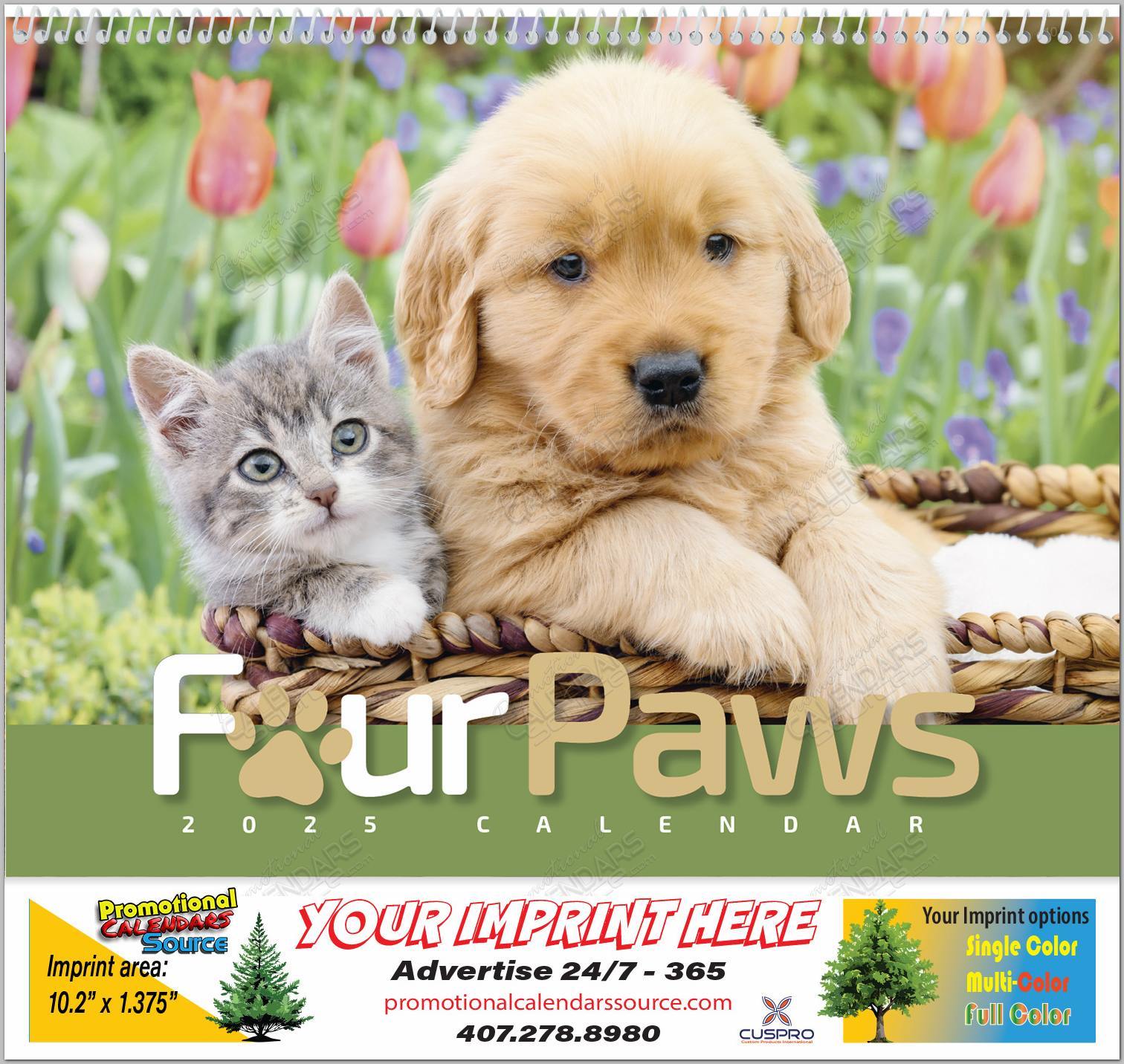 Four Paws Puppies & Kittens Wall Calendar  Spiral