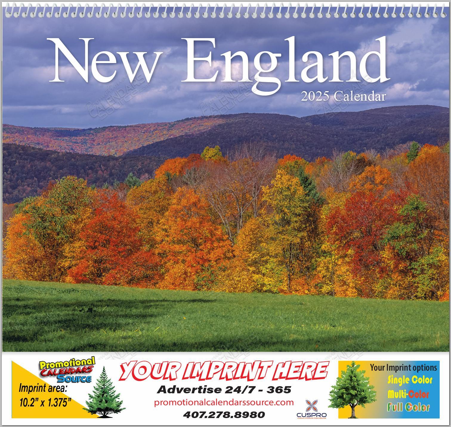 State of New England Wall Calendar  - Spiral