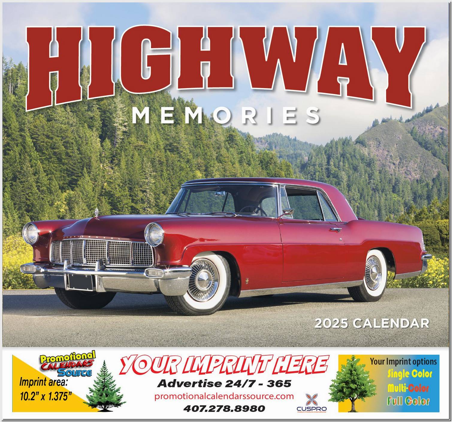 Highway Memories Cars Wall Calendar  Stapled