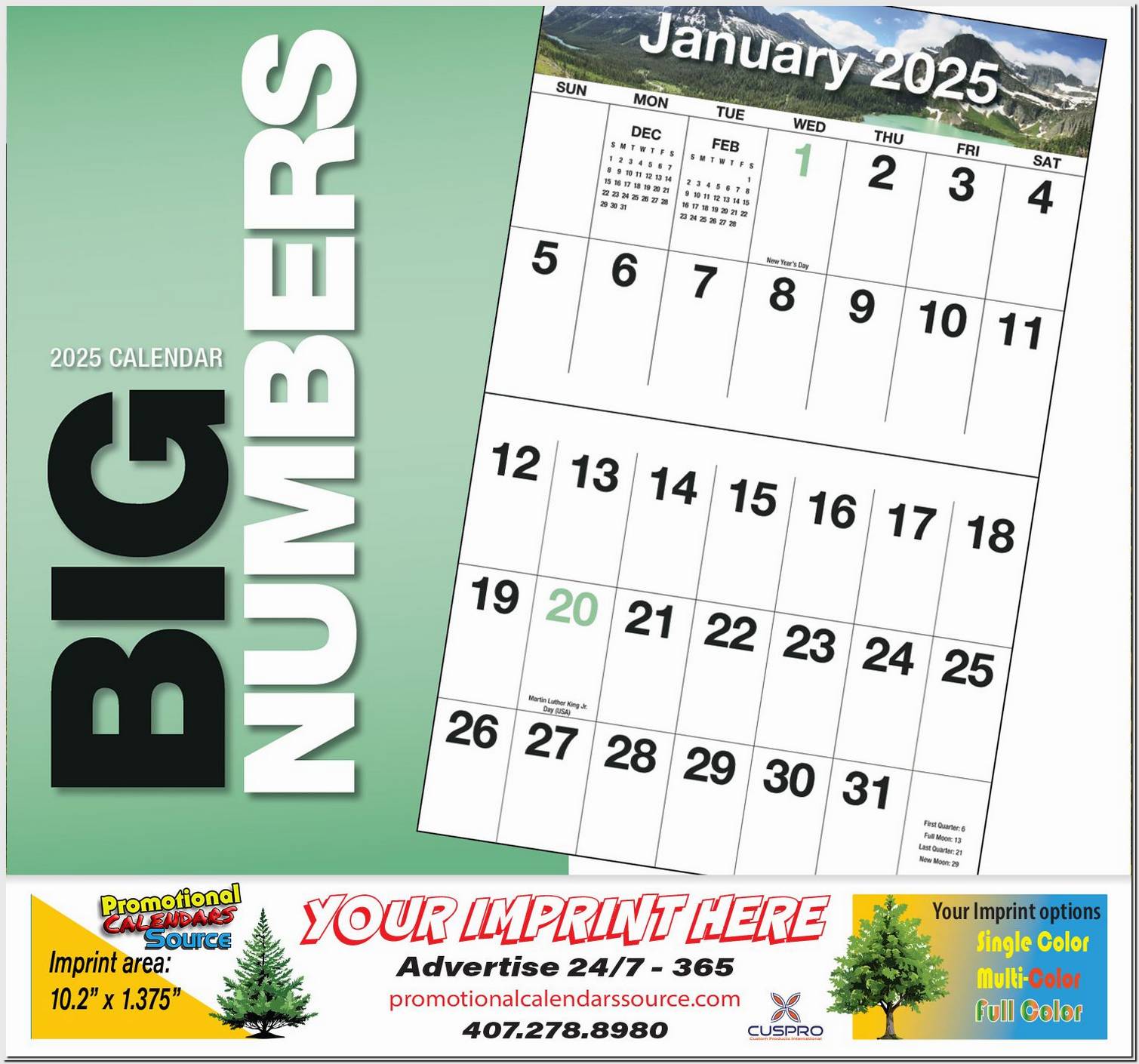 Big Blocks and Big Numbers Scenic Calendar Stapled