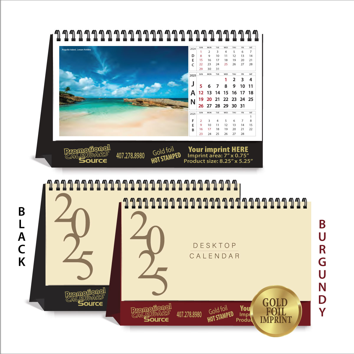 Tropical Paradise Tent Desk Calendar - Gold Foil Ad