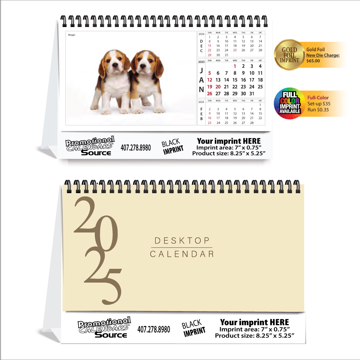 Puppies Desk Calendar 8.25x5.25