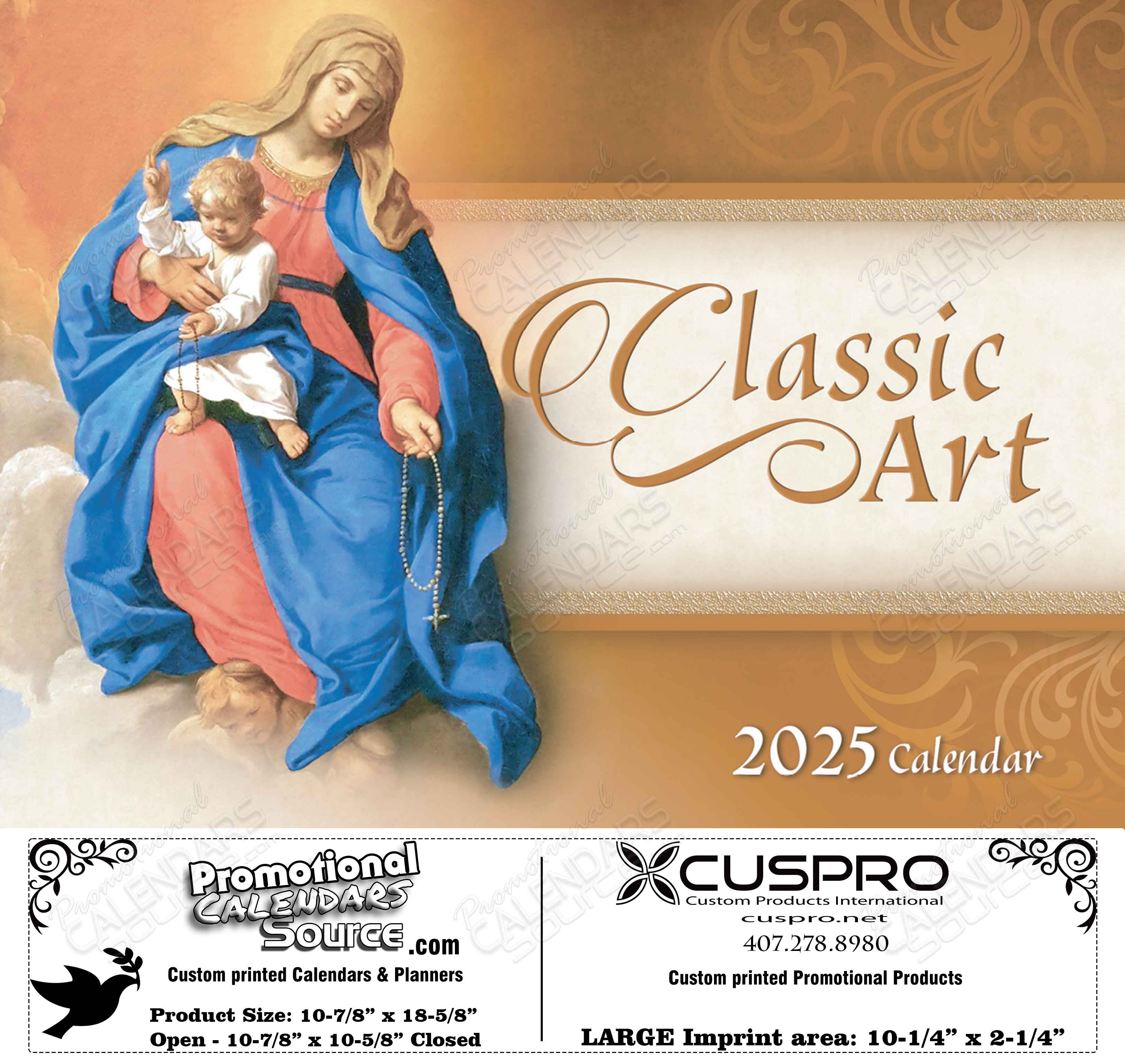 Funeral Home Classic Art  Religious Calendar with Funeral Preplanning insert option