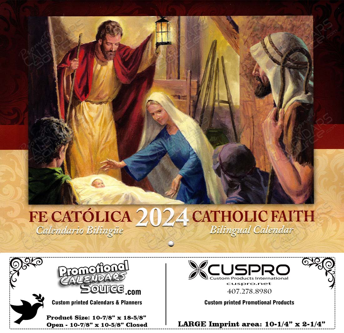 Catholic Faith (Bilingual English-Spanish) Calendar with Funeral Preplanning insert option