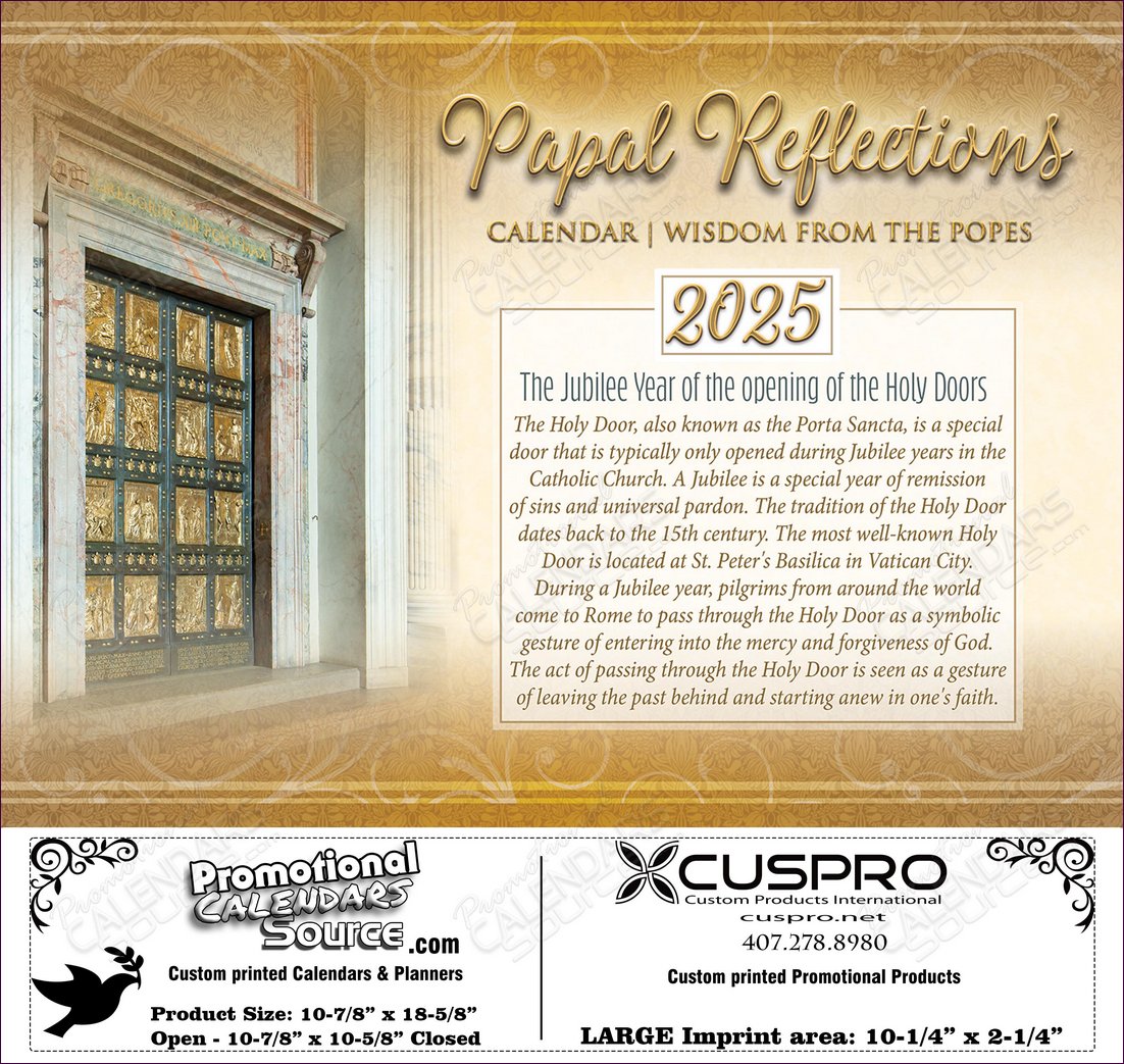 Catholic Calendar Papal Reflections Wisdom from the Popes with Funeral Pre-planning insert option