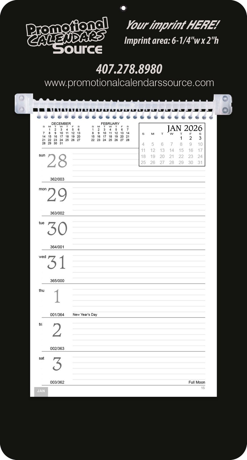 Promotional Weekly Memo Calendar - Black