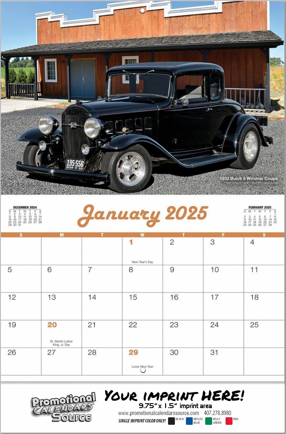 Classic Cars of Days Gone By Wall Calendar Stapled