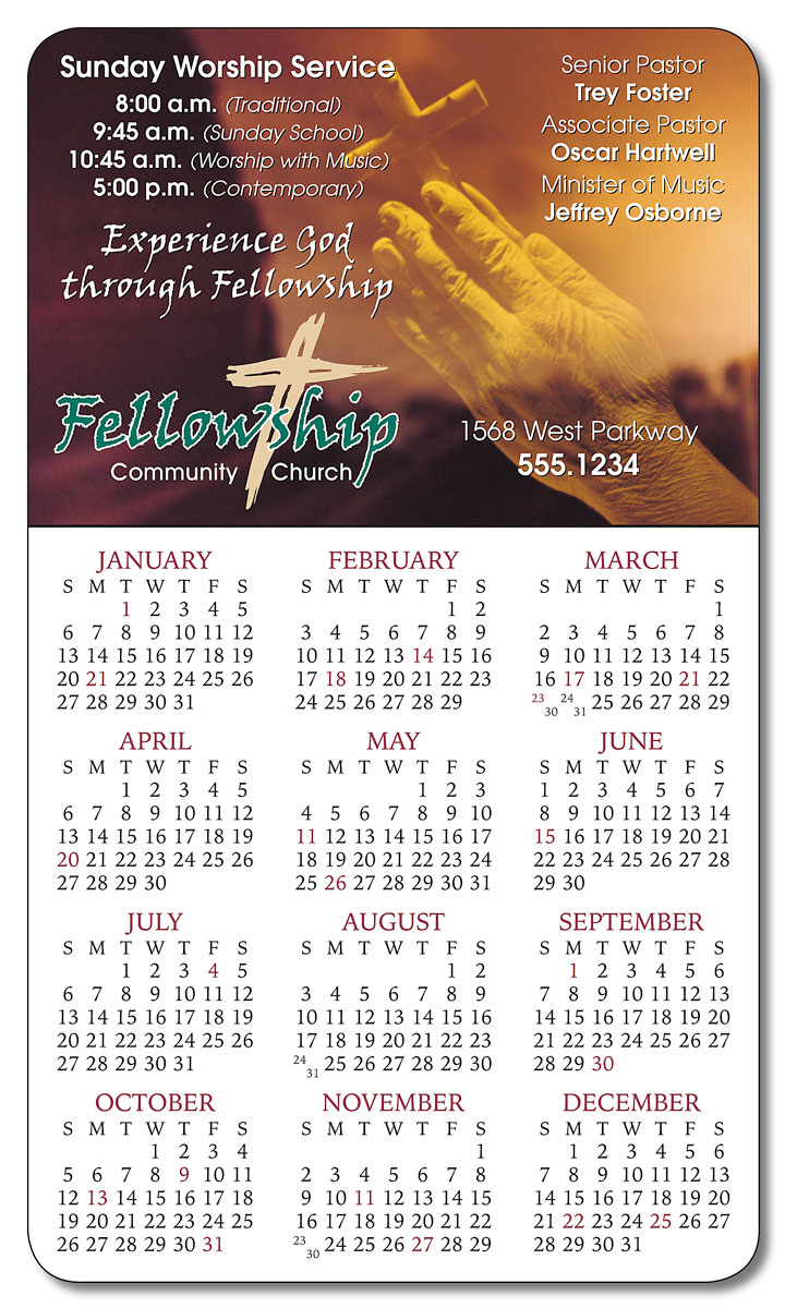 Religious Calendar 3.5x6 Round Corners 25 mil.