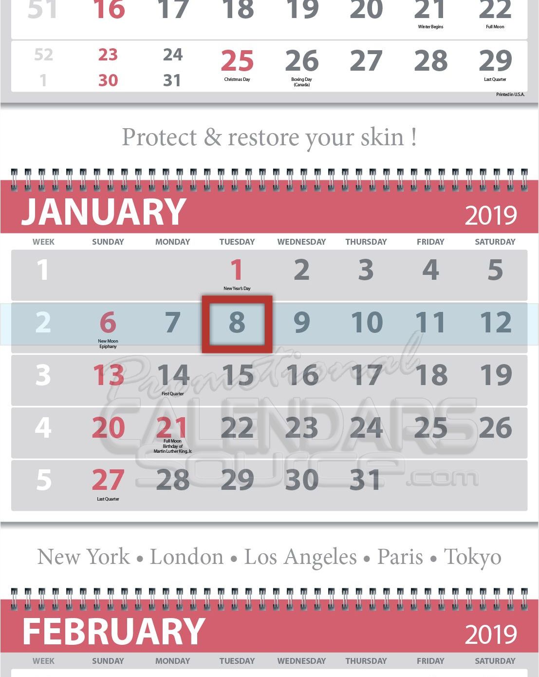 Custom 4Month View Calendar (5 Panels)