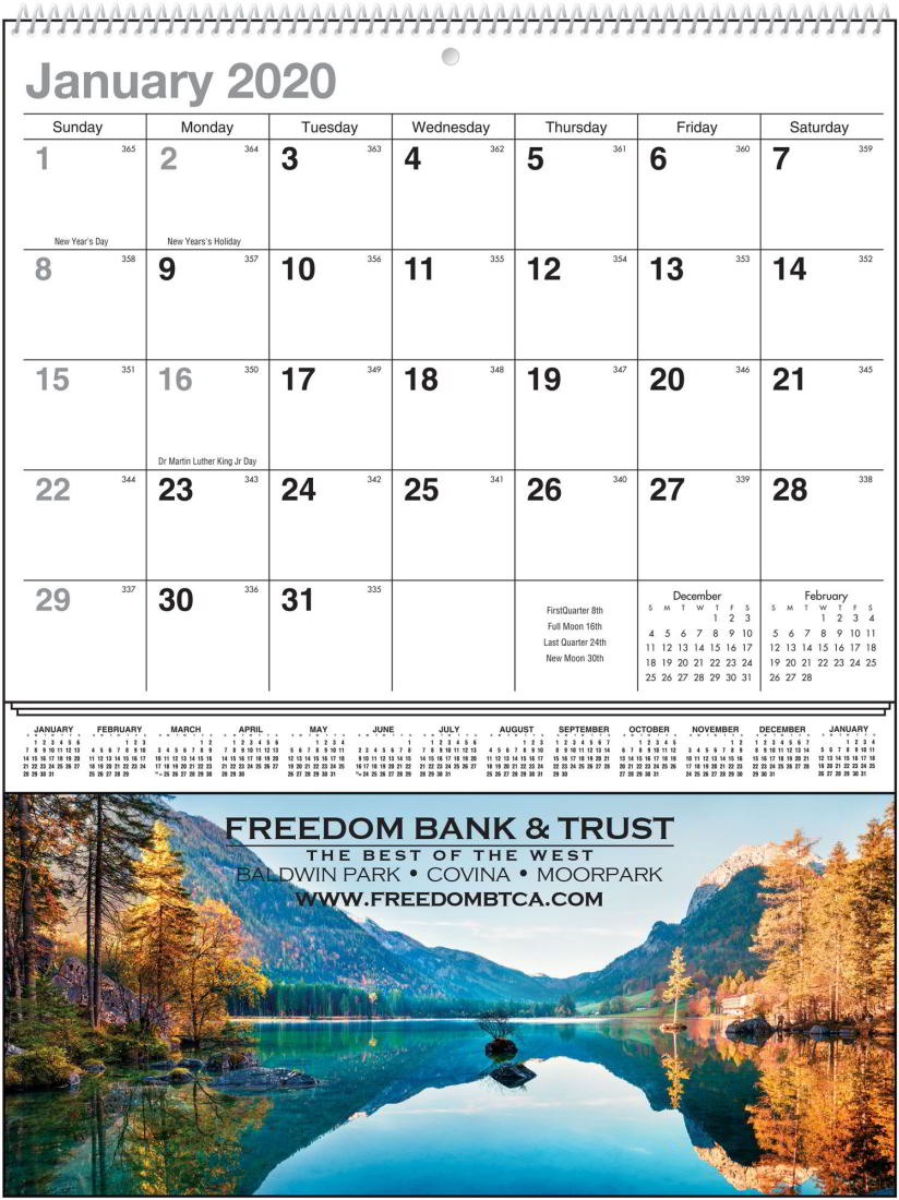 Full-Color Imprint Single Pocket Wall Calendar, 8.75x11.625, Spiral