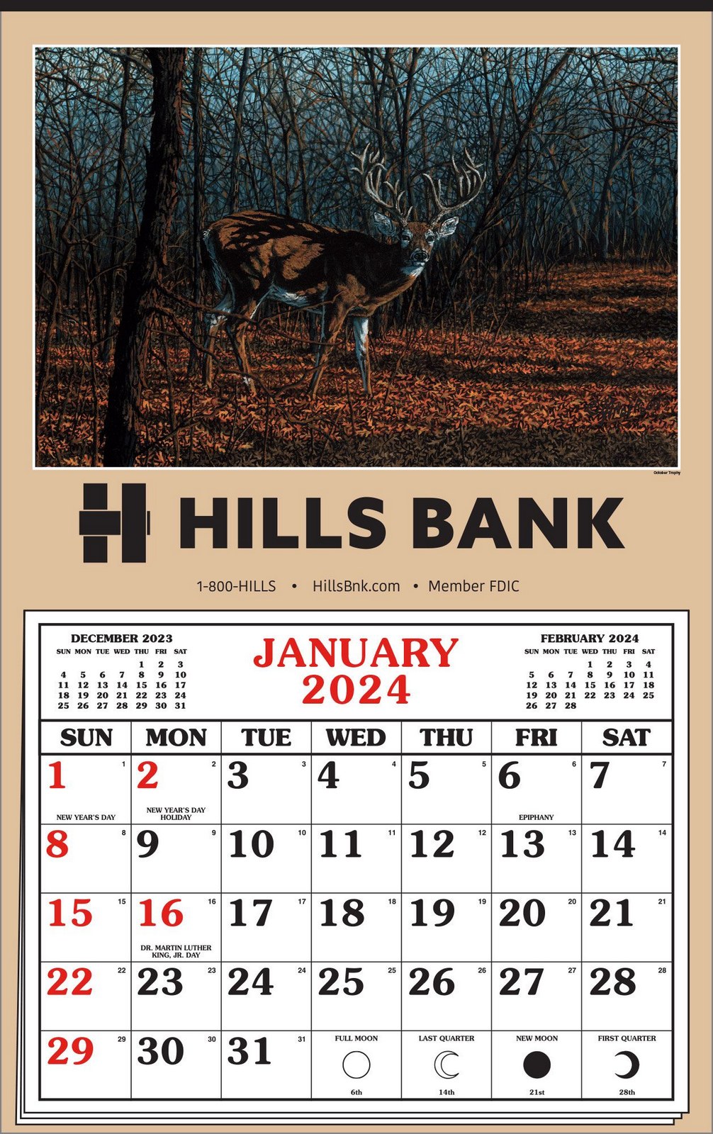 Large Full Apron Hanger Calendar Larry Anderson Wildlife 