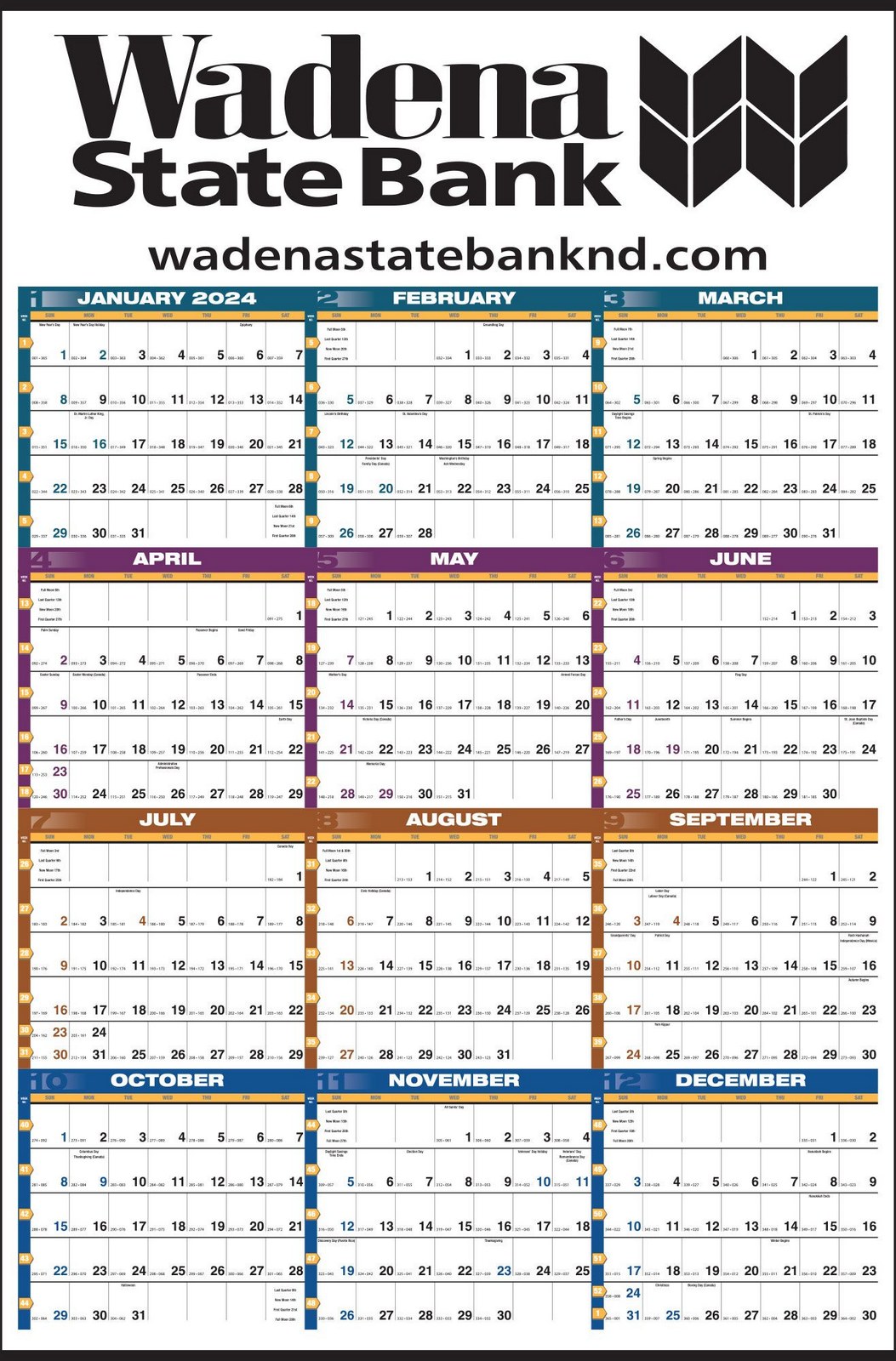 Year-In-View Wall Planner Calendar with Multicolor Grid 25x38