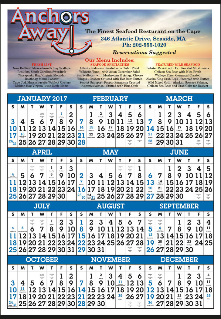 Custom Mid Size Span-A-Year Calendar Printed in Full Color 22