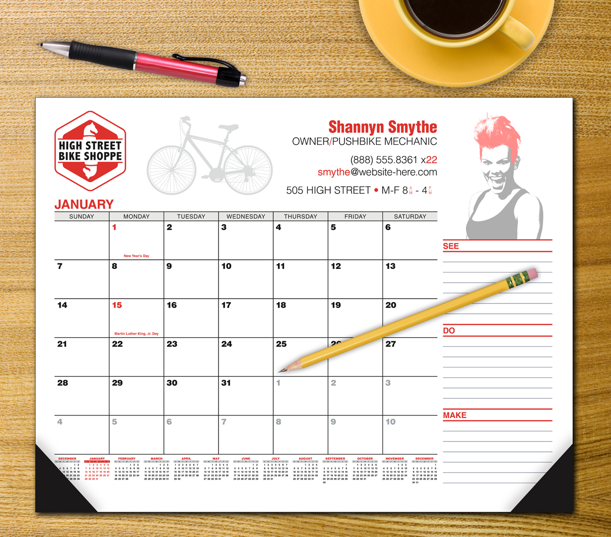 Custom Desk Pad Calendar 12Month Full color imprint