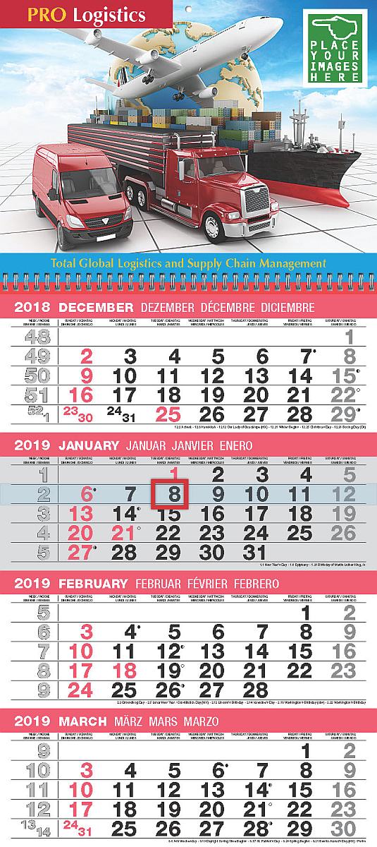 4-Month View Custom Calendar w Tear Off Grid 12x27, Full Color