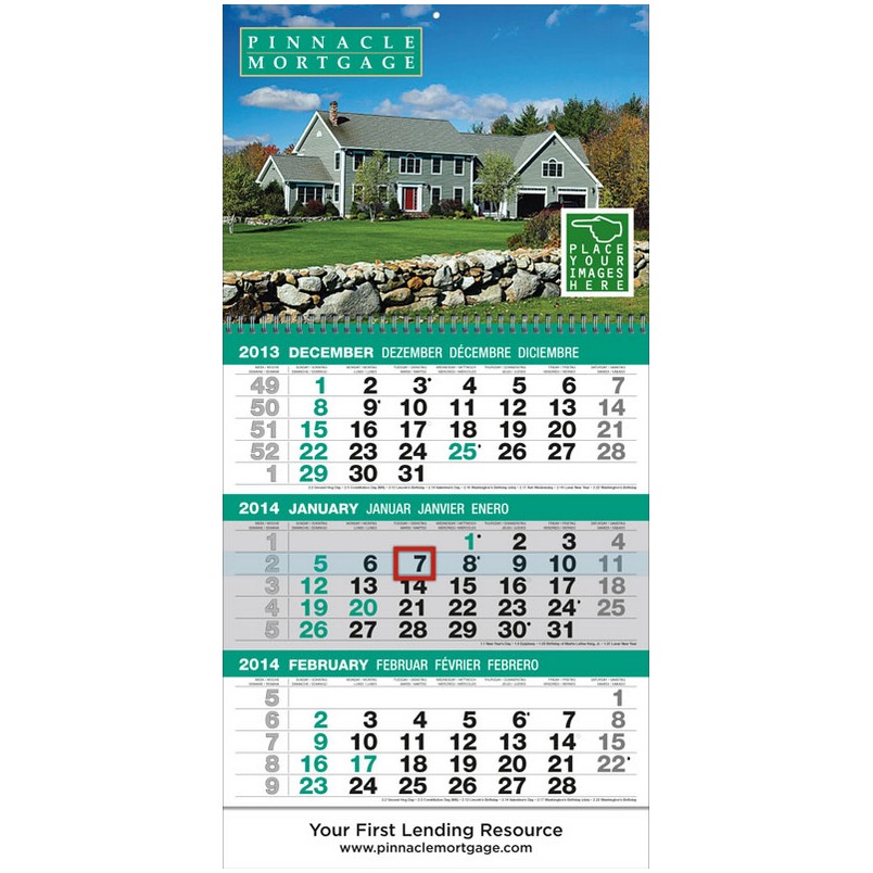 3-Month View Promotional Calendar Tear Off Pad & Drop Ad