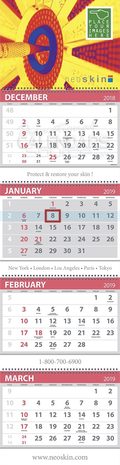 Custom 4-Month View Calendar (5 Panels)