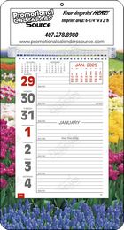 Big Numbers Customized Weekly Memo Calendar, Garden Scenic Background, 7x13