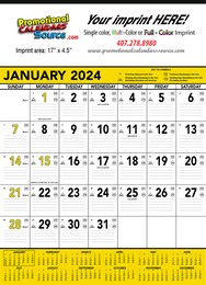 Black & Yellow Contractor Calendar with Julian Dates, Size 18x25