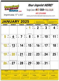 Black & Yellow Contractor Calendar with Julian Dates, Size 18x25