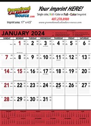 Contractor Calendar Red & Black 13 Sheet, 