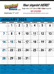 Contractor Calendar w Blue & Black Grid, 18x25