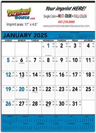 Contractor Calendar w Blue & Black Grid, 18x25