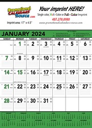 Contractor Commercial Calendar Green & Black, 18x25