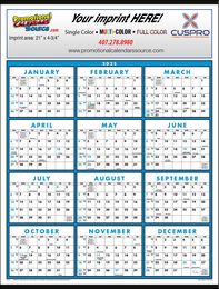 Span-A-Year Calendar with Blue & Black Grids Size 22x29 | 2024