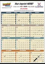 Year In View UV-Laminated Calendar size 27x38, Julian Dates, Week Numbers, Marker included, Full-Color imprint option