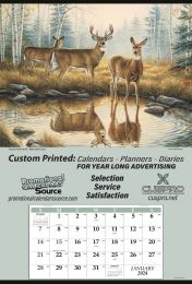 Jumbo Hanger Custom Printed Calendar - White Tail Deer 27x39 | 2024