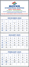 3 Month View Blue & Grey Commercial Calendar w Julian Dates 13x29