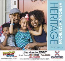 African-American Heritage Family Calendar Stapled