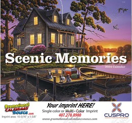 Scenic Memories Illustrations Calendar, 2024, Stapled