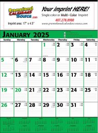 Commercial Promotional Planner Wall Calendar Green & Black Grid