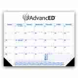 Custom Printed Desk Pad Calendar with Blue Grid - Customized, 22x17, Multi-Color Imprint