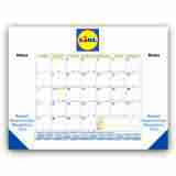 22x17 Desk Pad Calendar with Blue & Gold Grid & 3 Imprint Areas