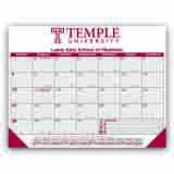 Promo Desk Pad Calendar with Burgundy & Gray Grid 22x17