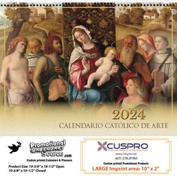 Catholic Art Calendar Spanish Espanol|Funeral Preplanning insert option|Spiral