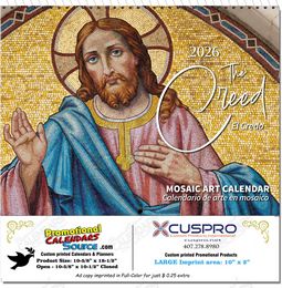 The Creed Bilingual Religious Wall Calendar - 12-Month Spiral-Bound Mosaic Art Christian Calendar (English & Spanish)