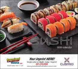 Sushi Oriental Cuisine Calendar 2025, Stapled, 11.5x18